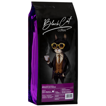 Kawa ziarnista BLACK CAT Brazylia-Indie 80/20 1000g