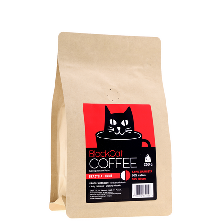 Kawa ziarnista BLACK CAT Brazylia-Indie 50/50 250g