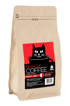 Kawa Ziarnista Black Cat Brazylia-Indie 50/50 500g