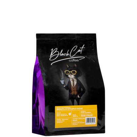 Kawa Ziarnista Black Cat Brazylia Etiopia Indie 20/80 250g