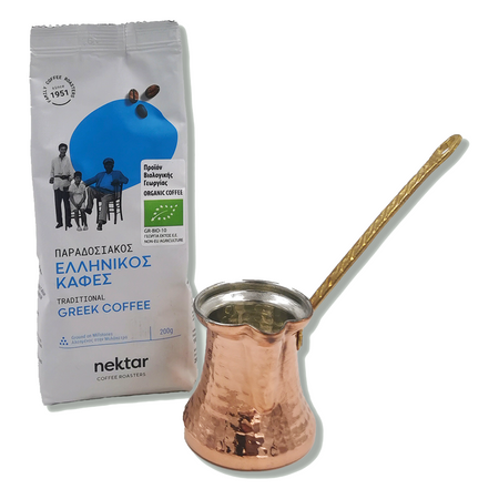 Tradycyjna kawa grecka Nektar mielona 100g + tygielek do kawy Briki