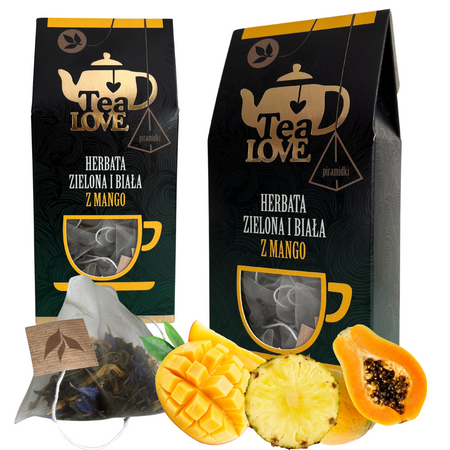 Herbata Tea Love Zielona & Biała z Mango Piramidki 15 szt.