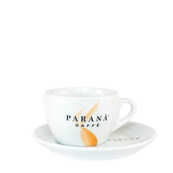 Filiżanka Cappuccino Parana Biała z Okrągłym, Asymetrycznym Talerzykiem (140ml)